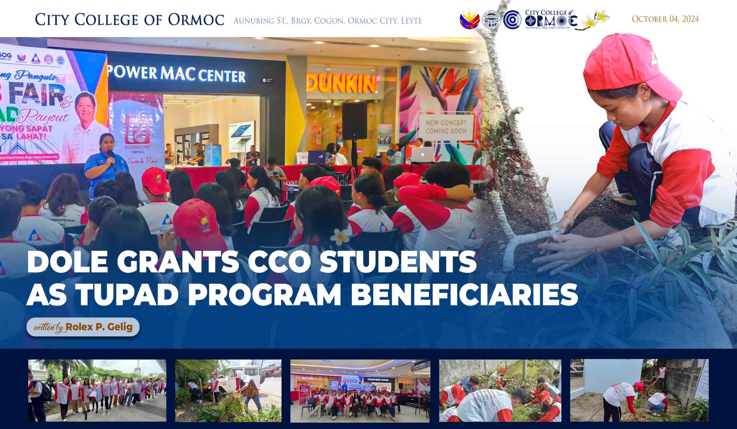 DOLE GRANTS CCO STUDENTS AS TuPAD PROGRAM BENEFICIARIES